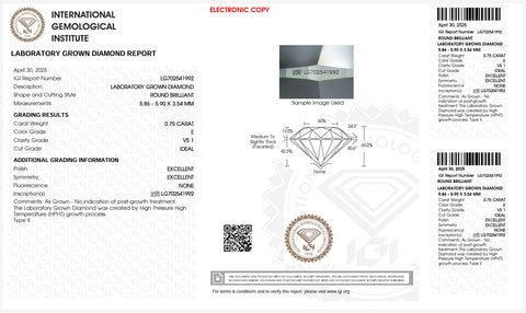 زوج من الأقراط مختبري (1.5ct-VS1-G)